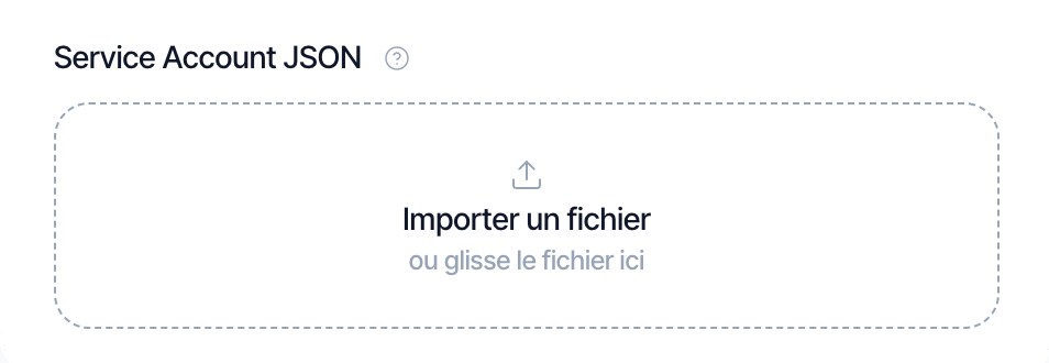 Import du JSON de compte de service dans Appwin.